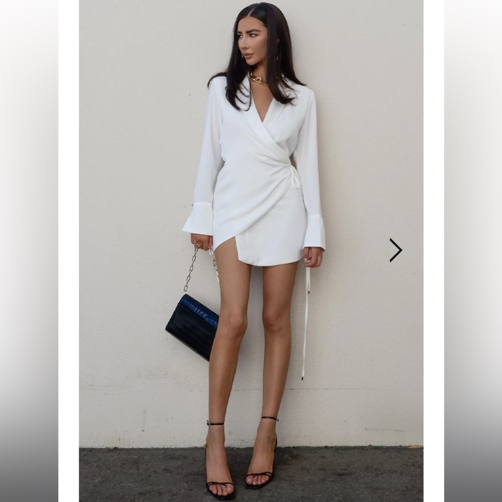 White blazer style mini dress